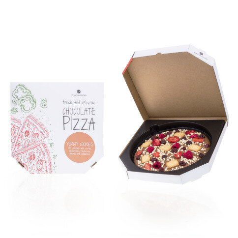 veselý darček pre muža, darček pre štamgastov, darček pre milovníkov pizze, čokoládový darček, pivo a pizza z čokolády, čokoládové pivo, čokoládová pizza