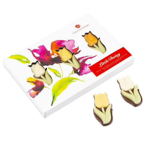 darček z belgickej čokolády, čokoládové figúrky, čokoládové kvetinky, kvety z čokolády, čokoláda ako darček