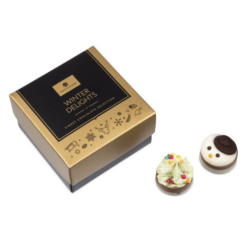 čokoládové pralinky na Vianoce, čokoládové figúrky, belgická bonboniéra, belgické pralinky, vianočné belgické pralinky, darček na Vianoce