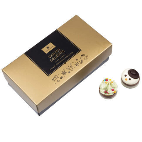 čokoládové pralinky na Vianoce, čokoládové figúrky, belgická bonboniéra, belgické pralinky, vianočné belgické pralinky, darček na Vianoce