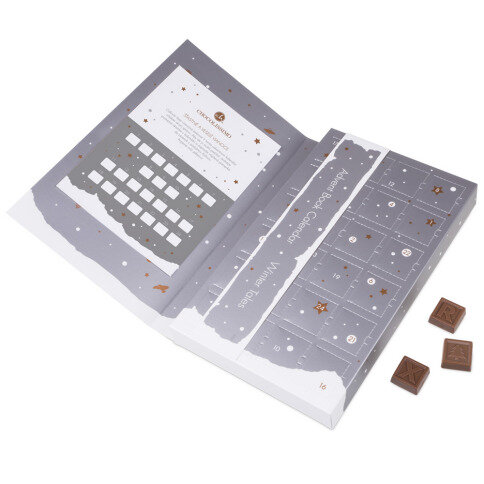 Adventny kalendar so spravou, vianocny kalendar, cokoladovy kalendar, cokoladovy adventny kalendar, belgicka cokolada kalendar