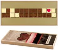 valentínske vyznanie z čokolády, čokoláda na valentína, darček na valentína, bonboniéra na valentína, vyznanie lásky čokoládou