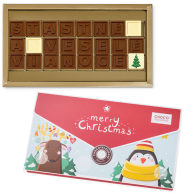 čokoládový telegram, vánpoční správa, vianočné priania z čokolády, vianočné pozdravy vianočný darček