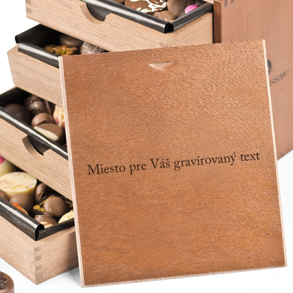 Najlepšie pralinky, pralinky v darčekovom balení, pralinky v drevenej krabičke, darček pre ženu, darček pre muža, darček pre miláčika, darček na svadbu, tipy na darček, krabička s gravírovaním, škatuľka s venovaním